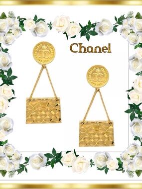 CHANEL Diamond Quilting Coin Quilted Handbag Drop Clip Gold Earrings: $3,000